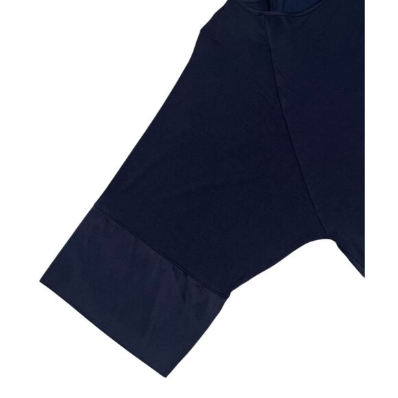 Express Navy Mixed Media Satin Trim Cropped Top Size Medium - Picture 6 of 6